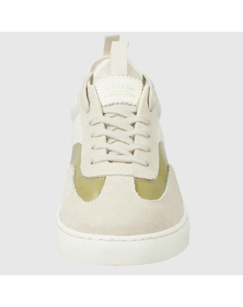 Sneakers en Cuir Maora blanc/vert/doré