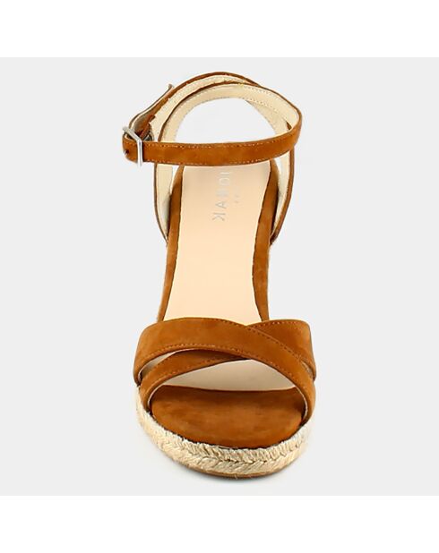 Espadrilles en Velours de Cuir Sibel cognac - Talon 10.5 cm
