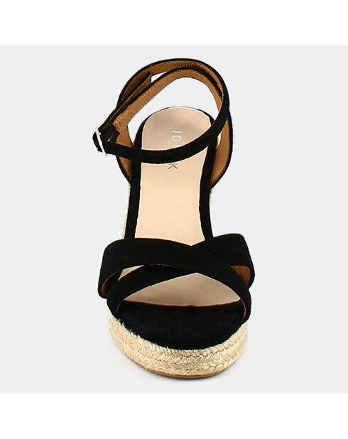 Espadrilles en Velours de Cuir Sibel noires - Talon 10.5 cm