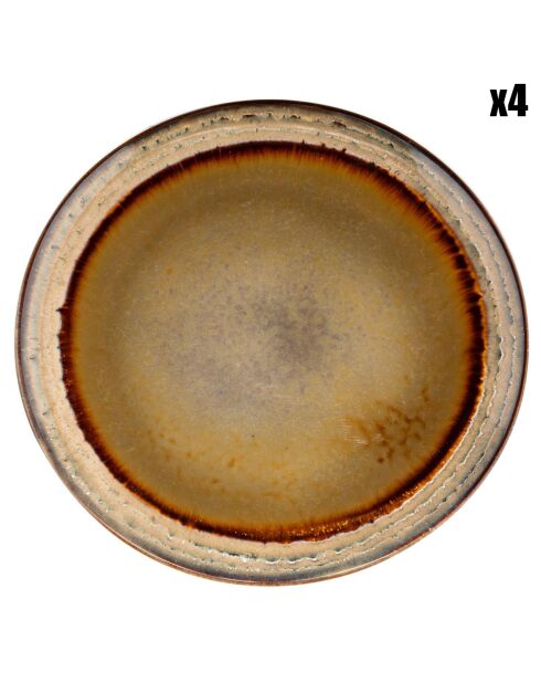 4 Assiettes plates Comporta marron - D.28 cm