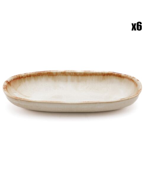 6 Petits plats ovales Cascais blancs - 16x7 cm