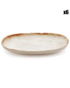 6 Assiettes ovales Cascais blanches - 24x13 cm
