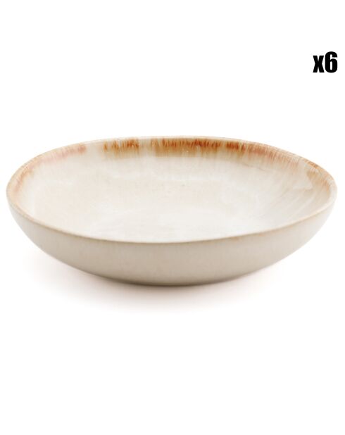 6 Assiettes creuses Cascais blanches - D.16.5xH.3.5 cm