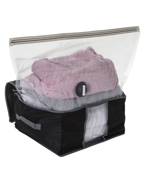Housse rangement sous vide S noire - 24x3.5x46 cm