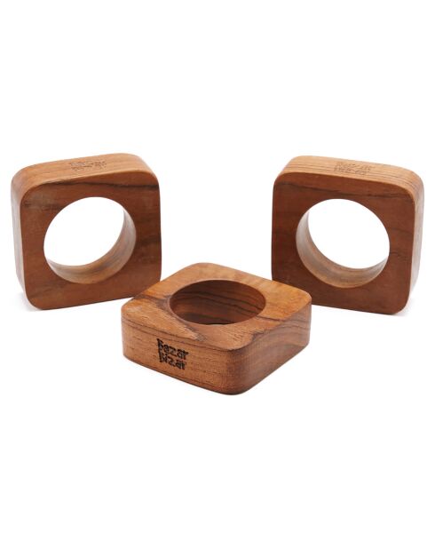 4 Ronds de serviette en teck naturels