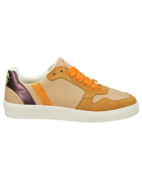 Sneakers en Cuir Lou marron/orange