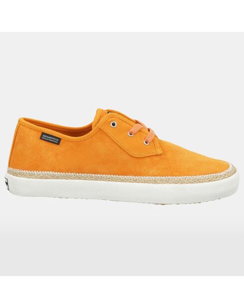 Sneakers en Velours de Cuir Paul orange