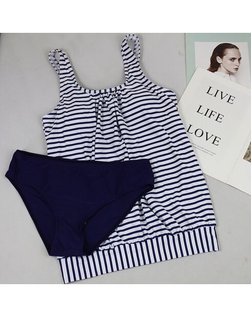 Maillot de bain tankini 2 Pièces Svetlana bleu/blanc