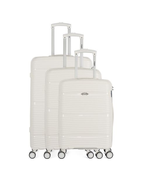 3 maletas individuales Centaure 75/65/56 cm blancas con 4 ruedas
