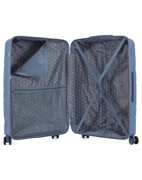 Valise Long Séjour 4 roues simples 75 cm Pegase bleu gris