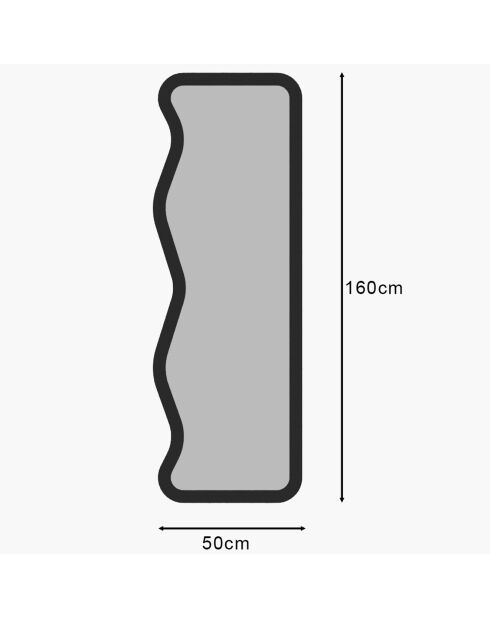 Miroir Asel noir - 50x160x2.2 cm