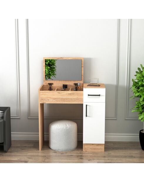Coiffeuse Inci pin atlantique/blanc - 77x108.8x37.3 cm