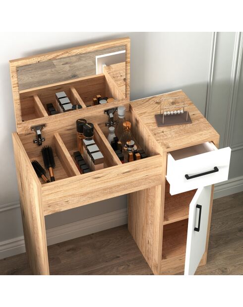 Coiffeuse Inci pin atlantique/blanc - 77x108.8x37.3 cm