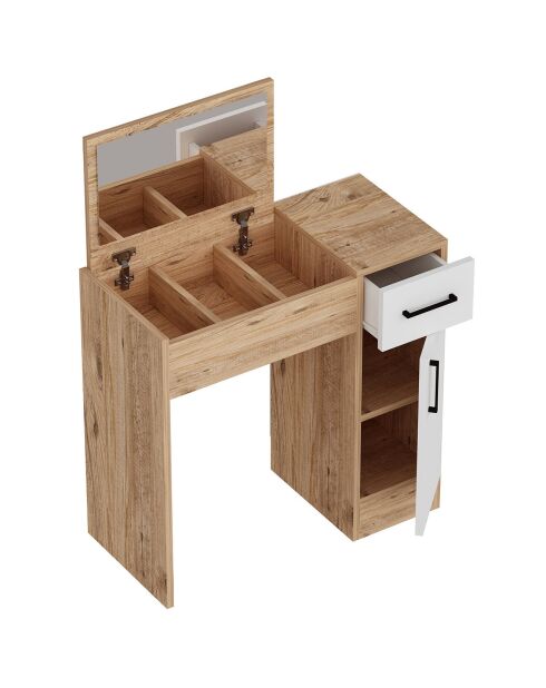 Coiffeuse Inci pin atlantique/blanc - 77x108.8x37.3 cm