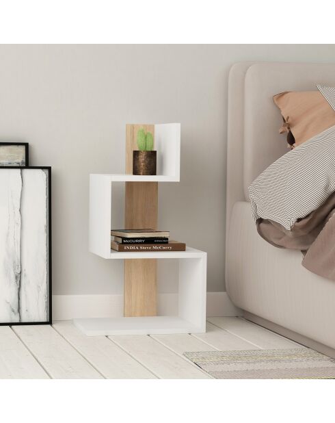 Table d'appoint Rosie blanc/chêne - 42x72x30 cm
