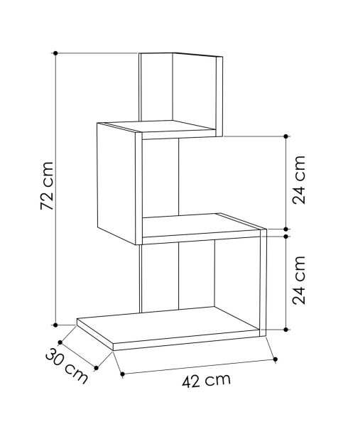 Table d'appoint Rosie blanc/chêne - 42x72x30 cm