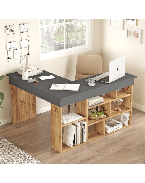Bureau CT5-AA pin atlantique/noir - 129x72x120 cm