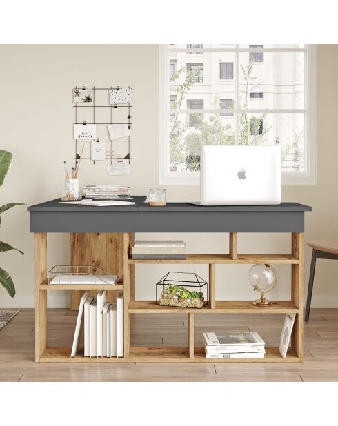 Bureau CT5-AA pin atlantique/noir - 129x72x120 cm