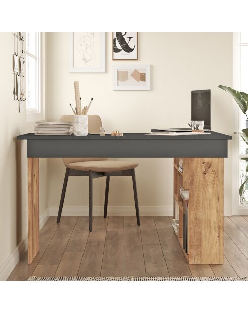 Bureau CT5-AA pin atlantique/noir - 129x72x120 cm