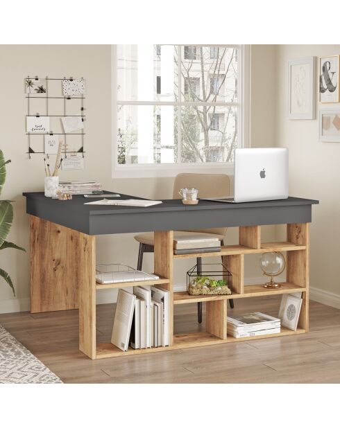 Bureau CT5-AA pin atlantique/noir - 129x72x120 cm