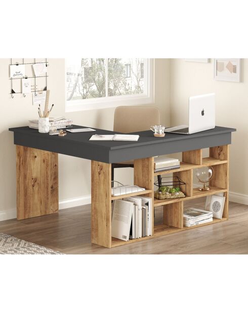 Bureau CT5-AA pin atlantique/noir - 129x72x120 cm