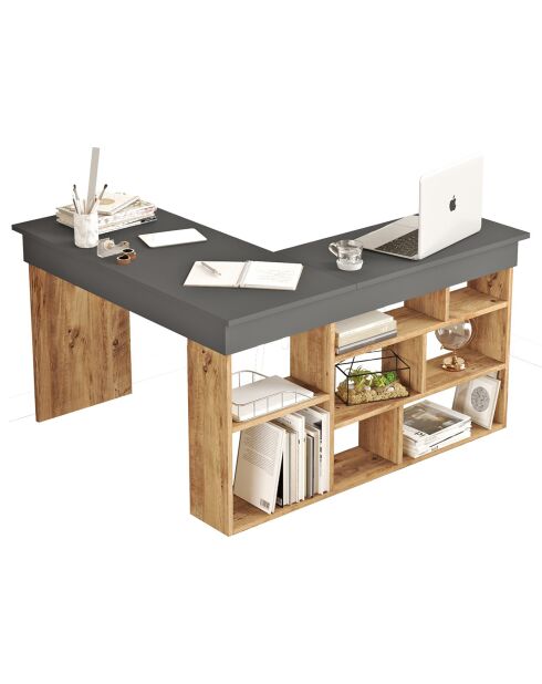 Bureau CT5-AA pin atlantique/noir - 129x72x120 cm