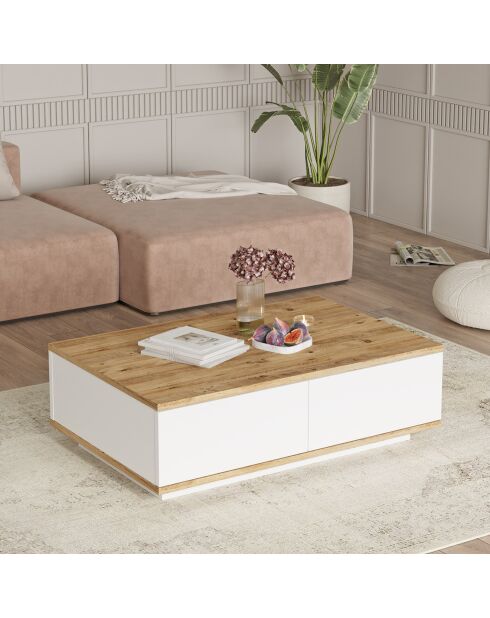 Table basse FR14-AW pin atlantique/blanc - 90x28.6x60 cm