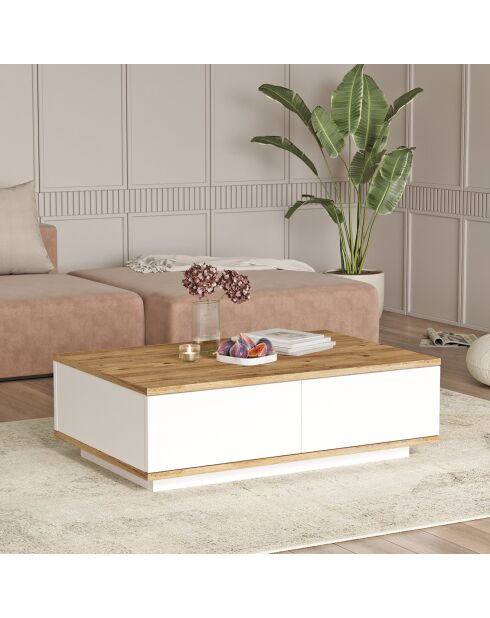 Table basse FR14-AW pin atlantique/blanc - 90x28.6x60 cm