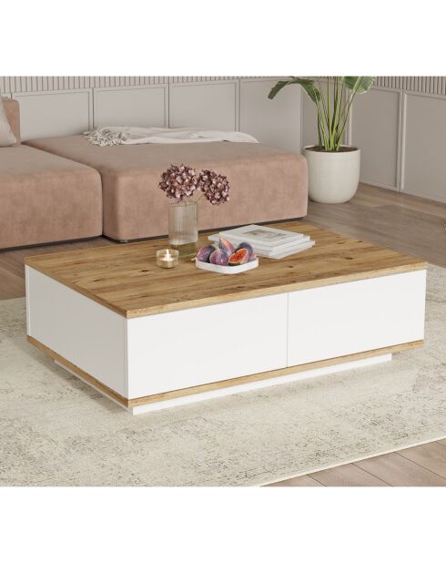 Table basse FR14-AW pin atlantique/blanc - 90x28.6x60 cm