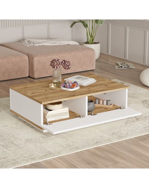 Table basse FR14-AW pin atlantique/blanc - 90x28.6x60 cm