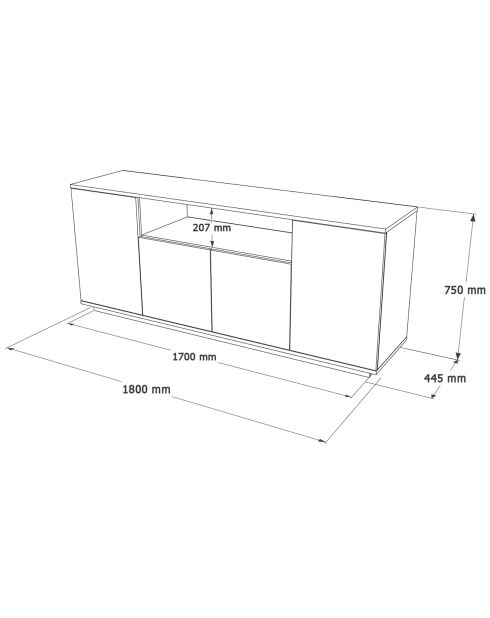 Buffet FR15-AW pin atlantique/blanc - 180x75x44.5 cm