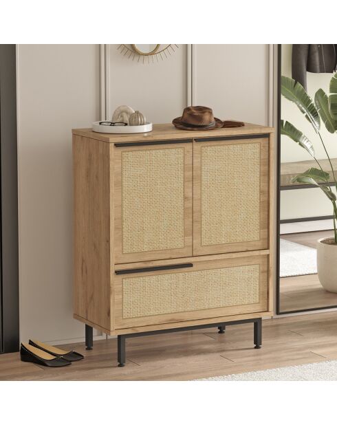 Meuble à chaussure noyer/chêne - 74.8x90.4x35.5 cm