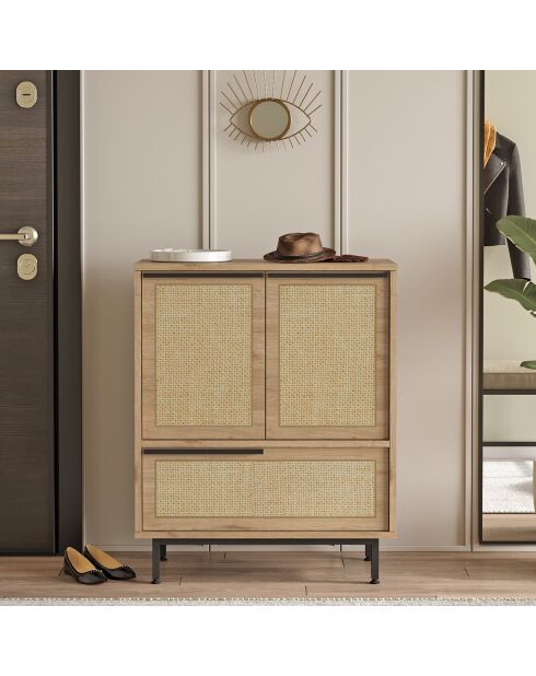 Meuble à chaussure noyer/chêne - 74.8x90.4x35.5 cm