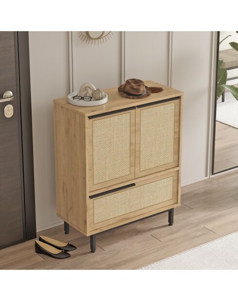 Meuble à chaussure noyer/chêne - 74.8x90.4x35.5 cm