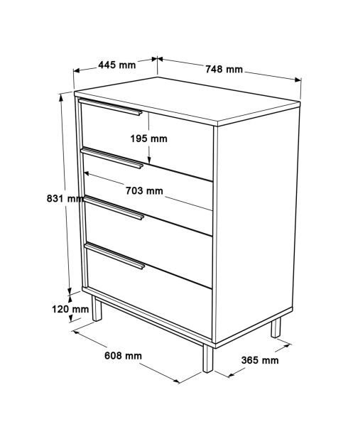 Commode ON17-SU noyer/chêne - 74.8x95.1x44.5 cm