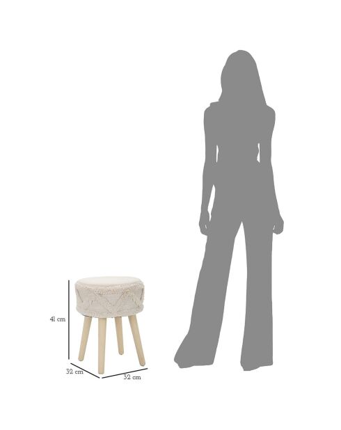 Tabouret Damasco Grand naturel - Ø 32x41 cm