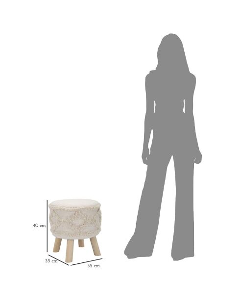 Tabouret Damasco naturel - Ø 35x40 cm
