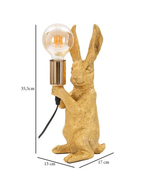 Lampe de Table Rubbit  dorée - 13x17x35.5 cm