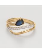 Ring aus 0,105 ct Diamant und 0,49 ct Saphir-Gelbgold