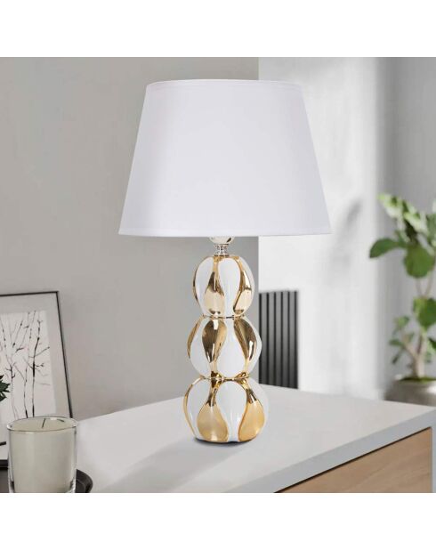 Glam Balls Tischlampe weiß/gold - Ø 28x46 cm