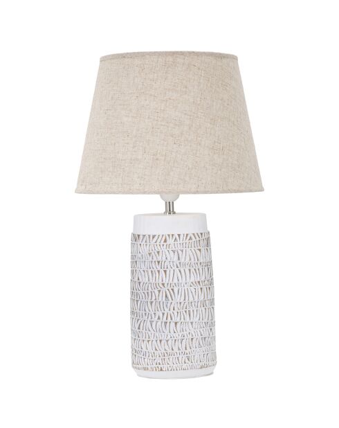 Lampe de Table en Polyrésine Nairobi  blanc lavé/marron - Ø 35x60.5 cm