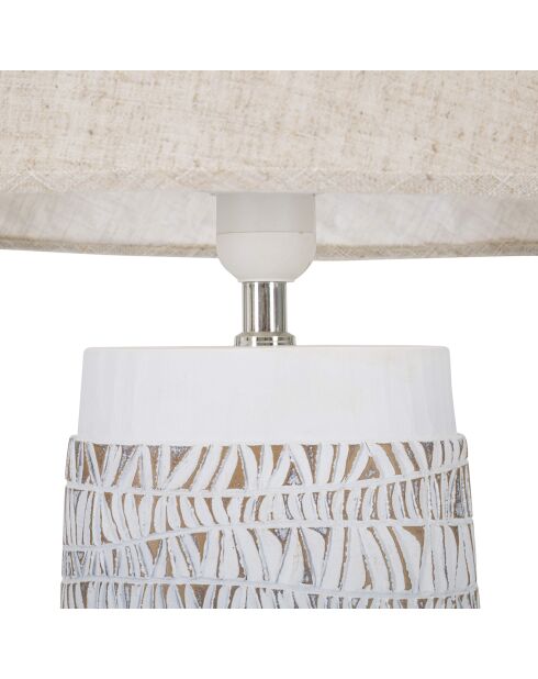 Lampe de Table en Polyrésine Nairobi  blanc lavé/marron - Ø 35x60.5 cm