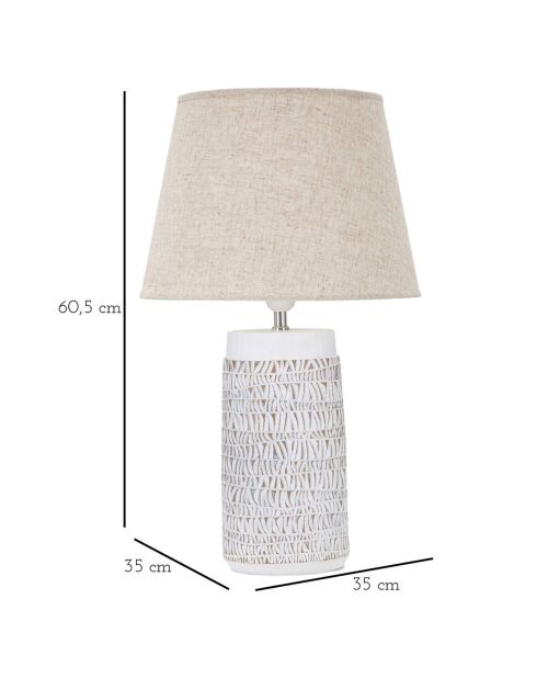 Lampe de Table en Polyrésine Nairobi  blanc lavé/marron - Ø 35x60.5 cm