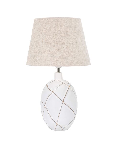 Lampe de Table en Polyrésine Lines  blanc lavé/marron - Ø 35x60 cm