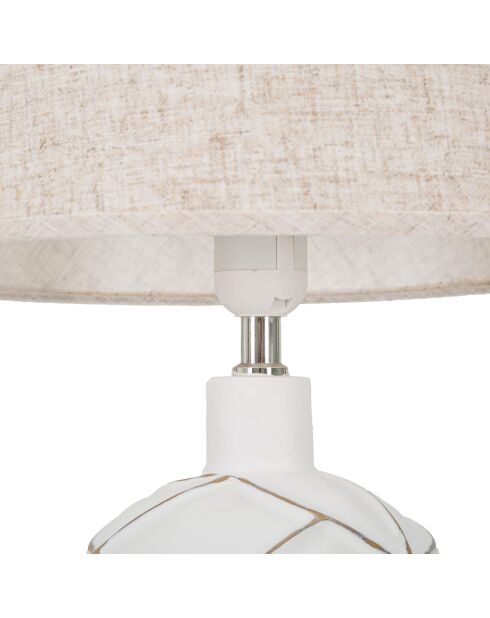 Lampe de Table en Polyrésine Lines  blanc lavé/marron - Ø 35x60 cm