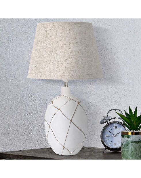 Lines Tischlampe aus Polyresin, gewaschen, weiß/braun - Ø 35x60 cm