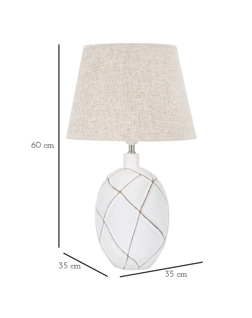 Lampe de Table en Polyrésine Lines  blanc lavé/marron - Ø 35x60 cm