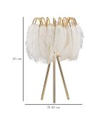 Lampe de Table Feather Stand doré/blanc - Ø 40x60 cm