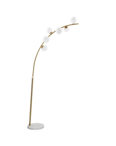 Lampadaire Glamy Arc 6 Luci doré/blanc - 130x45x220-246 cm