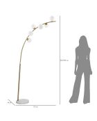 Lampadaire Glamy Arc 6 Luci doré/blanc - 130x45x220-246 cm